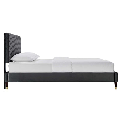 Roxane Queen Performance Velvet Platform Bed