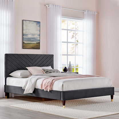 Roxane Queen Performance Velvet Platform Bed