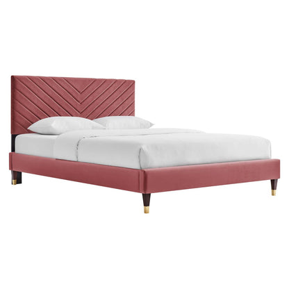Roxane Queen Performance Velvet Platform Bed
