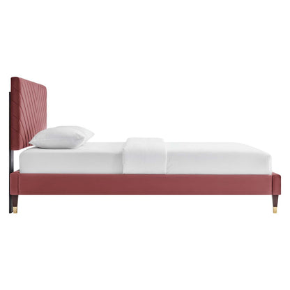 Roxane Queen Performance Velvet Platform Bed