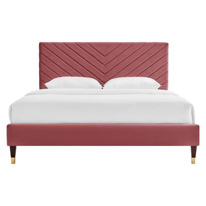 Roxane Queen Performance Velvet Platform Bed