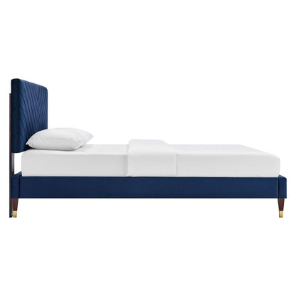 Roxane Queen Performance Velvet Platform Bed