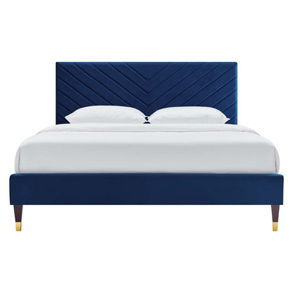 Roxane Queen Performance Velvet Platform Bed