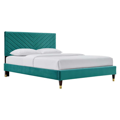 Roxane Queen Performance Velvet Platform Bed