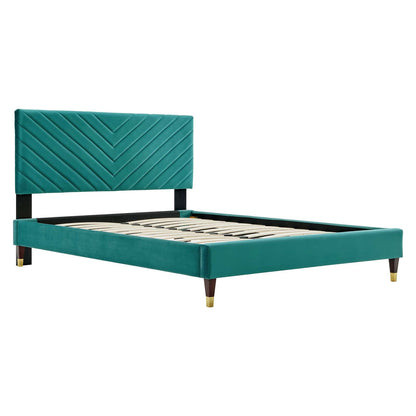 Roxane Queen Performance Velvet Platform Bed