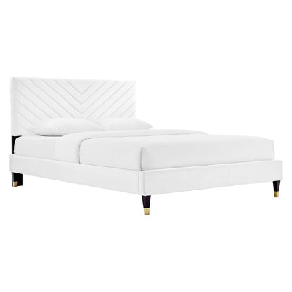 Roxane Queen Performance Velvet Platform Bed