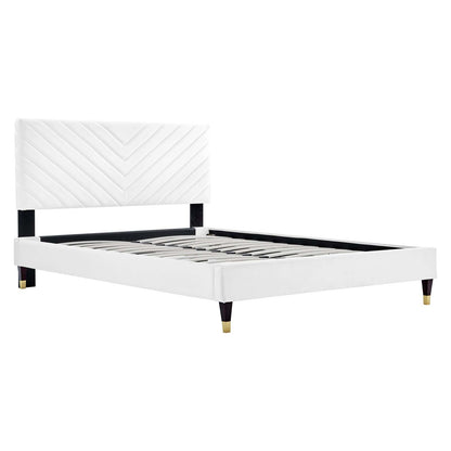Roxane Queen Performance Velvet Platform Bed