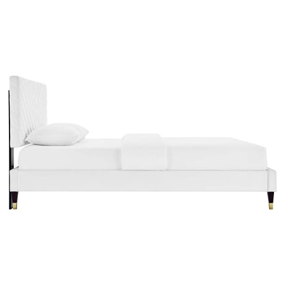 Roxane Queen Performance Velvet Platform Bed