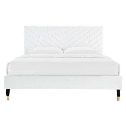Roxane Queen Performance Velvet Platform Bed