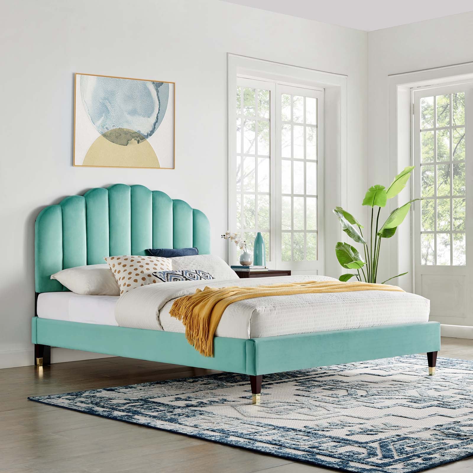 Daffodil Performance Velvet Platform Bed