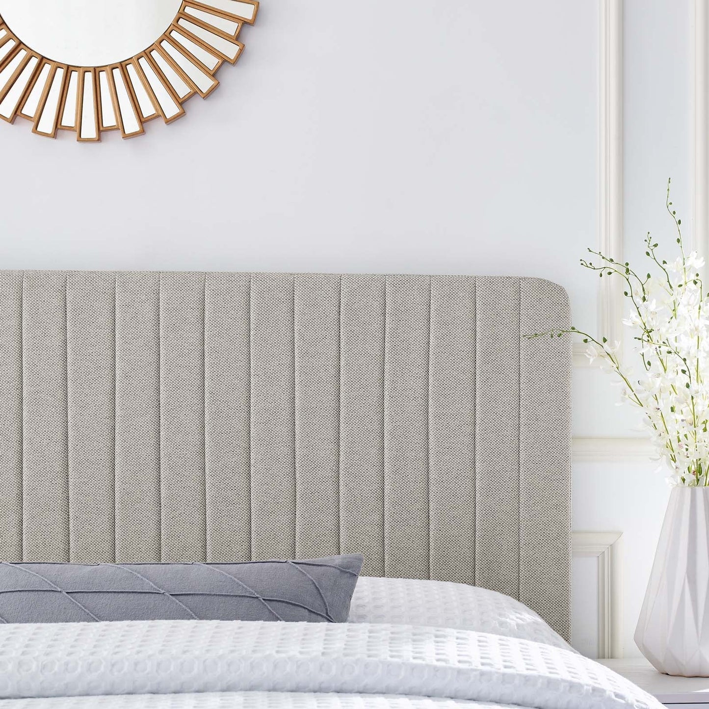 Mylah Channel Tufted Upholstered Fabric Twin Headboard