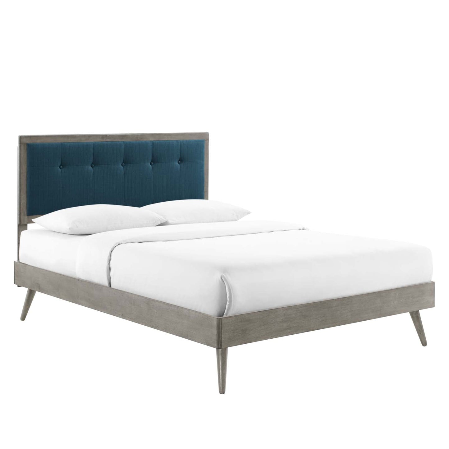 Agathe Wood Queen Platform Bed With Splayed Legs