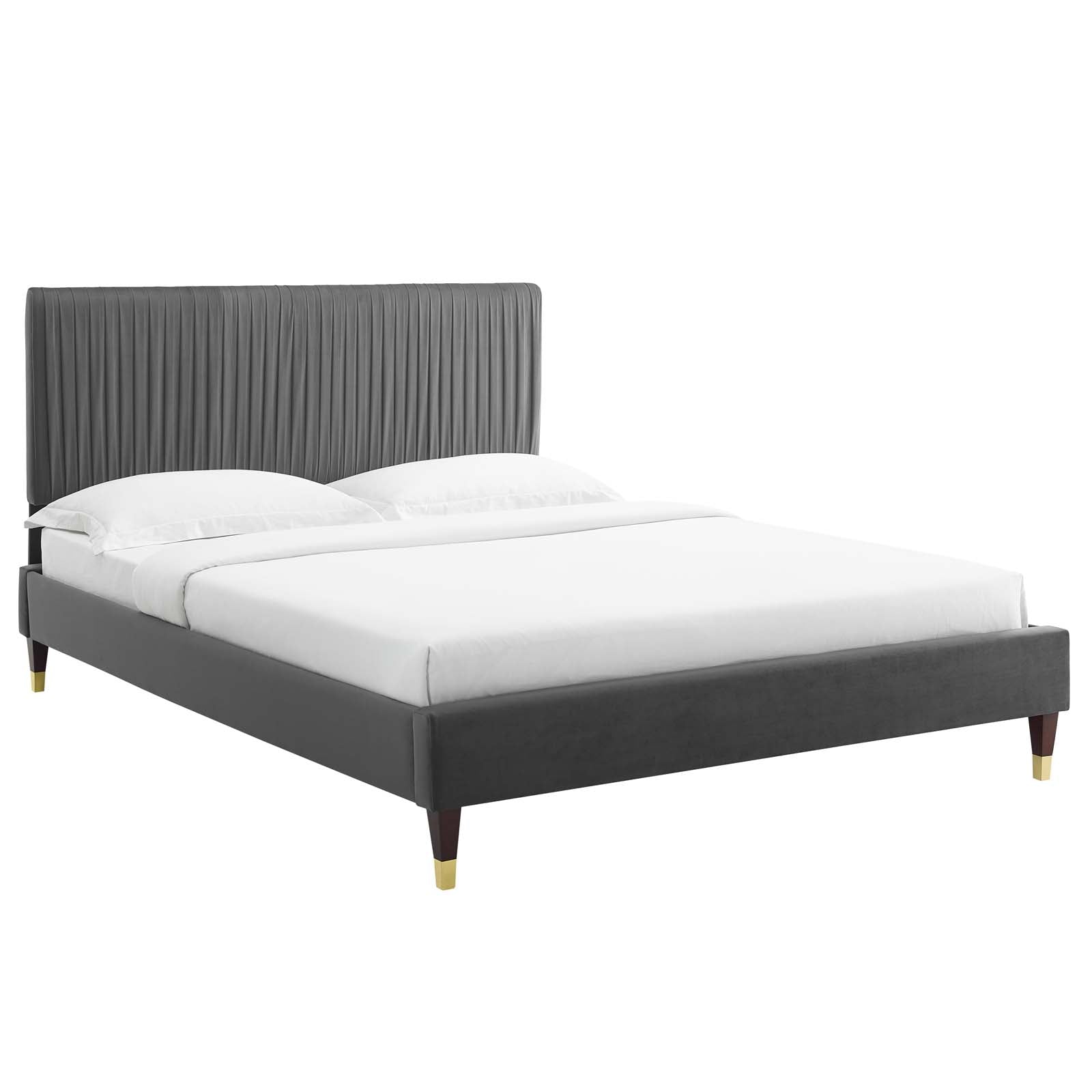 Porita Performance Velvet Queen Platform Bed