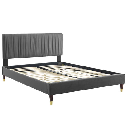Porita Performance Velvet Twin Platform Bed