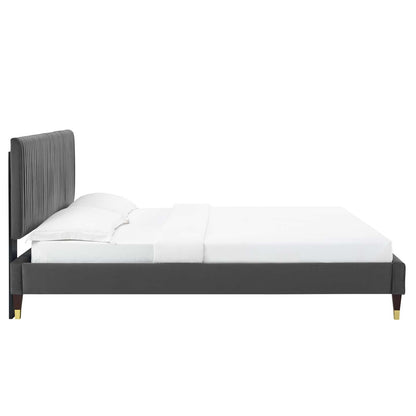 Porita Performance Velvet Full Platform Bed