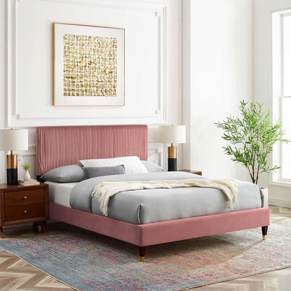 Porita Performance Velvet Full Platform Bed