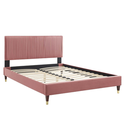Porita Performance Velvet Queen Platform Bed