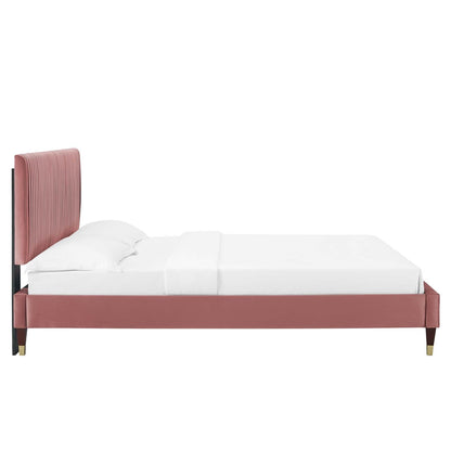 Porita Performance Velvet Queen Platform Bed