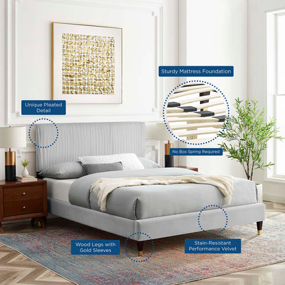 Porita Performance Velvet Full Platform Bed