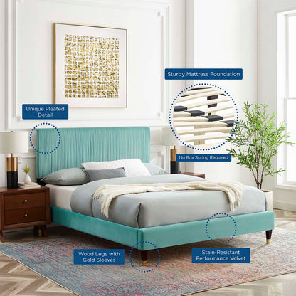 Porita Performance Velvet Twin Platform Bed