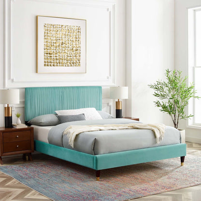Porita Performance Velvet Twin Platform Bed