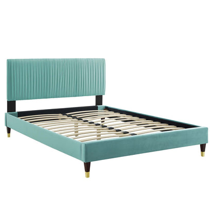 Porita Performance Velvet Full Platform Bed