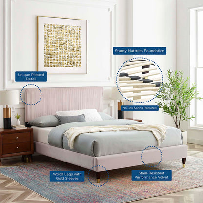 Porita Performance Velvet Twin Platform Bed