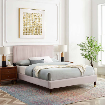 Porita Performance Velvet Twin Platform Bed
