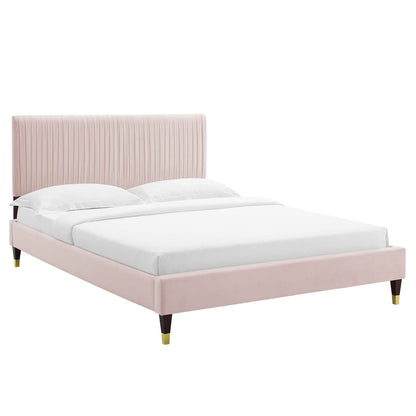 Porita Performance Velvet Queen Platform Bed