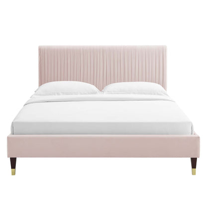 Porita Performance Velvet Queen Platform Bed