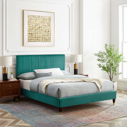 Porita Performance Velvet Twin Platform Bed