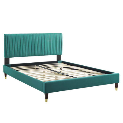Porita Performance Velvet Queen Platform Bed