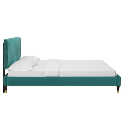 Porita Performance Velvet Queen Platform Bed