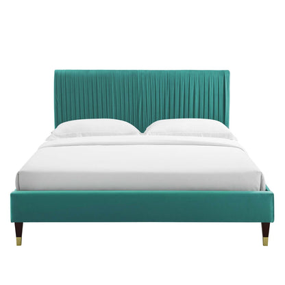 Porita Performance Velvet Queen Platform Bed