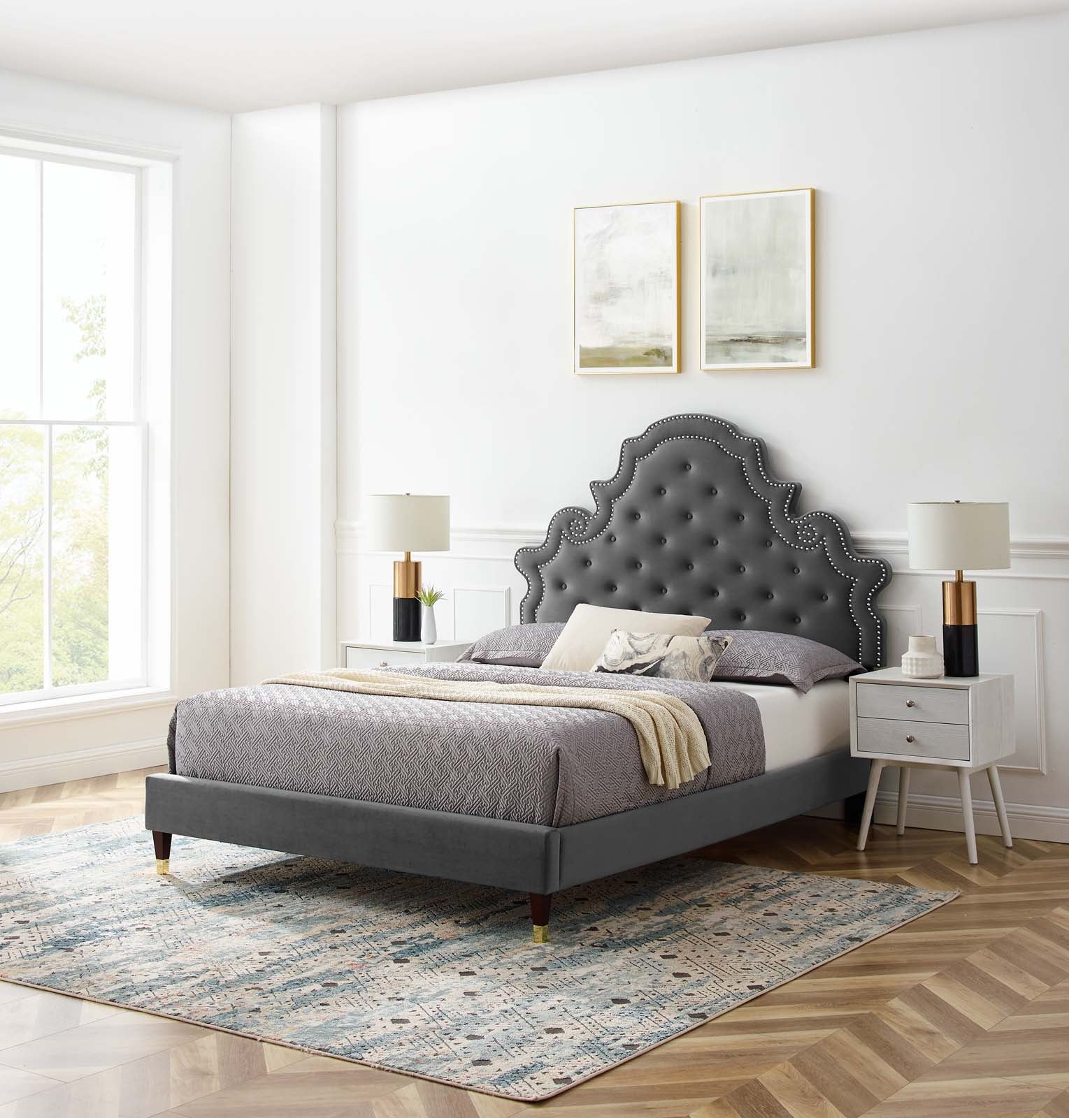 Gwyneth Tufted Performance Velvet Full Platform Bed