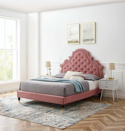 Gwyneth Tufted Performance Velvet Full Platform Bed