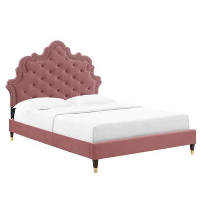Gwyneth Tufted Performance Velvet Full Platform Bed