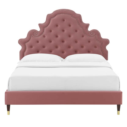 Gwyneth Tufted Performance Velvet Queen Platform Bed
