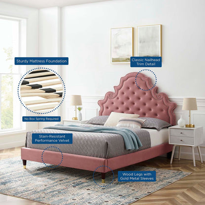 Gwyneth Tufted Performance Velvet Queen Platform Bed