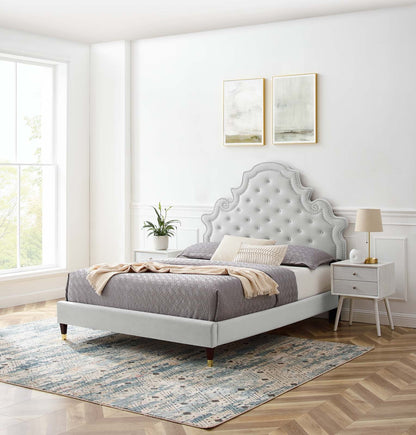 Gwyneth Tufted Performance Velvet Queen Platform Bed