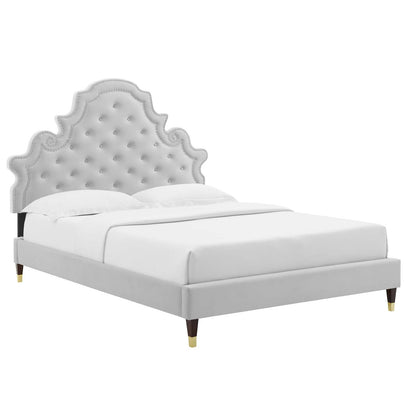 Gwyneth Tufted Performance Velvet Queen Platform Bed