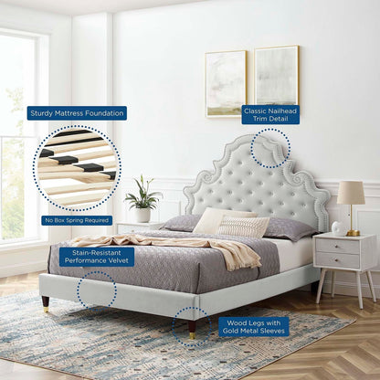 Gwyneth Tufted Performance Velvet Full Platform Bed