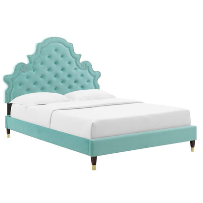 Gwyneth Tufted Performance Velvet Full Platform Bed