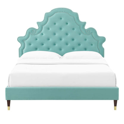 Gwyneth Tufted Performance Velvet Queen Platform Bed