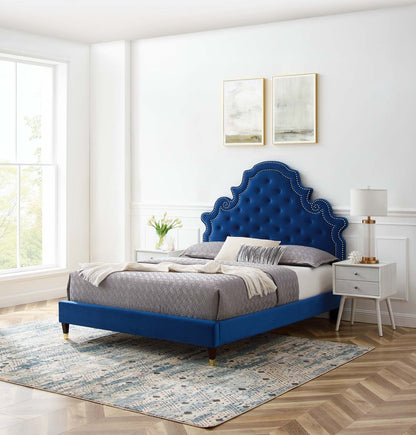 Gwyneth Tufted Performance Velvet Queen Platform Bed