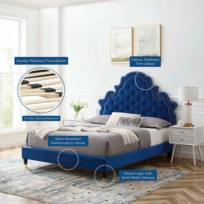 Gwyneth Tufted Performance Velvet Queen Platform Bed