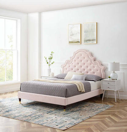 Gwyneth Tufted Performance Velvet Queen Platform Bed