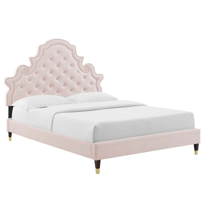 Gwyneth Tufted Performance Velvet Queen Platform Bed