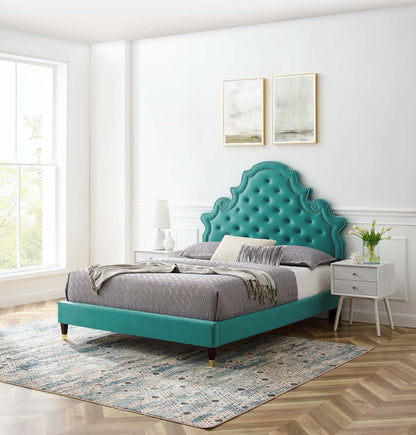 Gwyneth Tufted Performance Velvet Queen Platform Bed