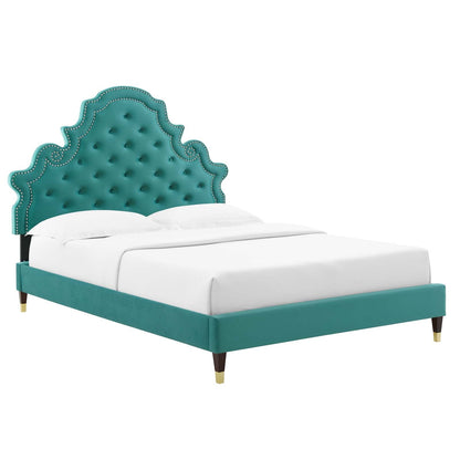 Gwyneth Tufted Performance Velvet Queen Platform Bed